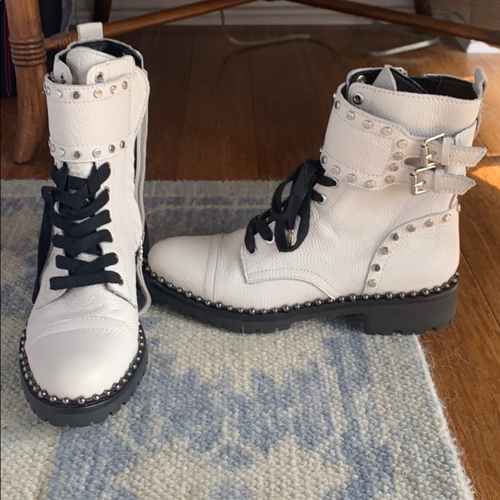 Sam Edelman Jennifer studded white combat boots